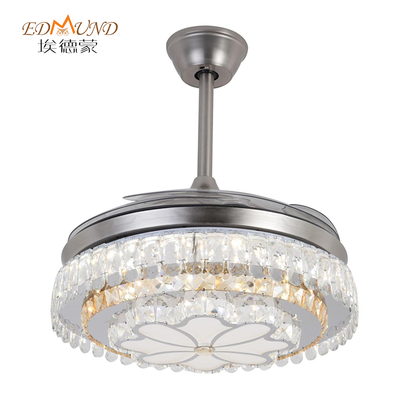 K016 Ανεμιστήρας οροφής πολυέλαιου με φως με απομακρυσμένο 42 ίντσες 3 χρώμα με πολυέλαιος ανεμιστήρα ηχείου Crystal Fan