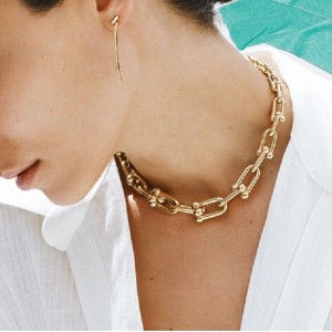 Παχές αλυσίδες κολιέ γυναικείες Ευρώπη και οι Ηνωμένες Πολιτείες INS Light Luxury Uncure Niche Horseshoe Buckle Collarbone Chain