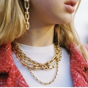 Παχές αλυσίδες κολιέ γυναικείες Ευρώπη και οι Ηνωμένες Πολιτείες INS Light Luxury Uncure Niche Horseshoe Buckle Collarbone Chain