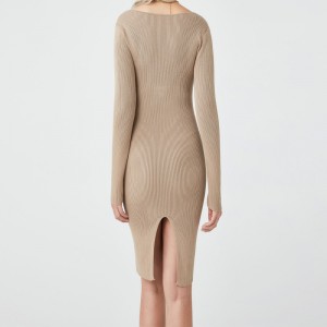 Καλύτερη ποιότητα καυτό μάρκετινγκ τετραγωνικό κολάρο πλεκτά πουλόβερ για γυναίκες σέξι φόρεμα πλευρών