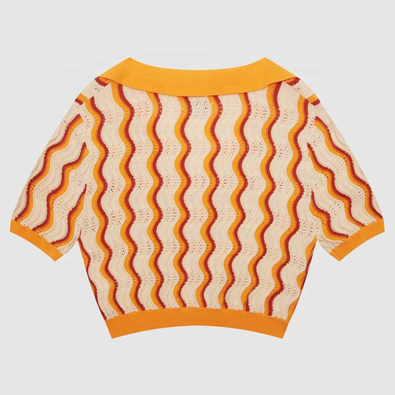 2023 New Design Custom Γυναίκες \\ 's knitwear v λαιμό χαλαρό στερεό χρώμα άνοιξη καλοκαίρι μπλουζάκια κοντό μανίκι πλεκτό πουλόβερ ζακέτα