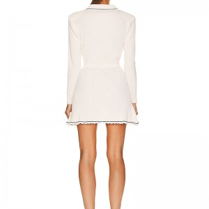 2023 Κατασκευαστής πλεκτών κατασκευαστή \\\\ \'S Fall Winter Design V-Neck Long Sleeved Knit Luxury Γυναίκες \\\\ Φόρεμα πουλόβερ