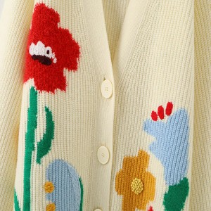 Σχεδιαστές Γυναίκες Γυναίκες \\\\ SWEATERS CUSTOM OVERSIZE V-NECK Πλεκτά Κέντημα Κυρίες Jacquard Loose Cardigan Women Γυναίκες για Γυναίκα