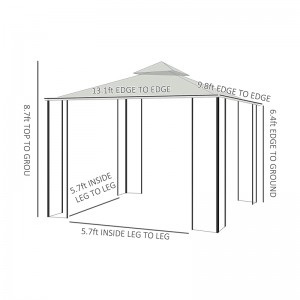 10 \\\\ \'x 13 \\\\\' Outdoor Soft Top Gazebo Pergola με κουρτίνες, κιόσκι 2 επιπέδων χαλύβδινων για αίθριο, κρέμα λευκού