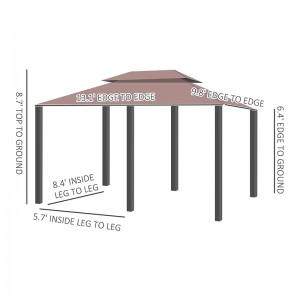 10 \\\\ \'x 13 \\\\\' Outdoor Soft Top Pergola Gazebo με κουρτίνες, κιόσκι με 2 επιπέδων χαλύβδιου πλαισίου για αίθριο, Khaki