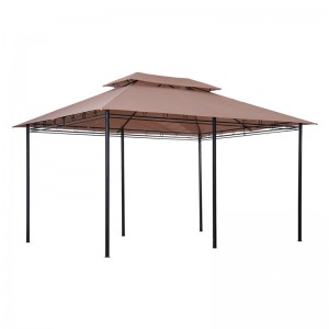 10 \\\\ \'x 13 \\\\\' Outdoor Soft Top Pergola Gazebo με κουρτίνες, κιόσκι με 2 επιπέδων χαλύβδιου πλαισίου για αίθριο, Khaki