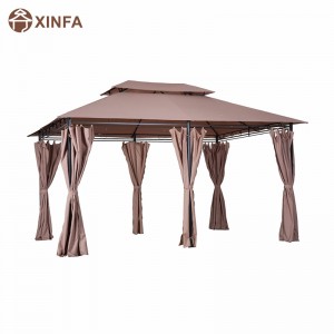 10 \\\\ \'x 13 \\\\\' Outdoor Soft Top Pergola Gazebo με κουρτίνες, κιόσκι με 2 επιπέδων χαλύβδιου πλαισίου για αίθριο, Khaki