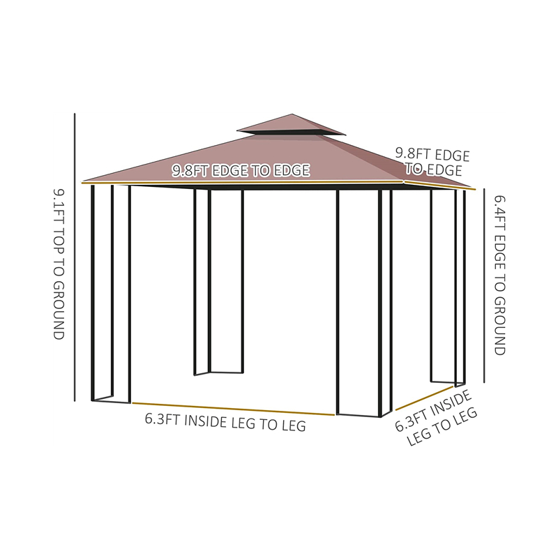 10 \\\\ x 10 \\\\ \'χάλυβα υπαίθρια αίθριο gazebo garden canopy με αφαιρούμενες κουρτίνες ματιών