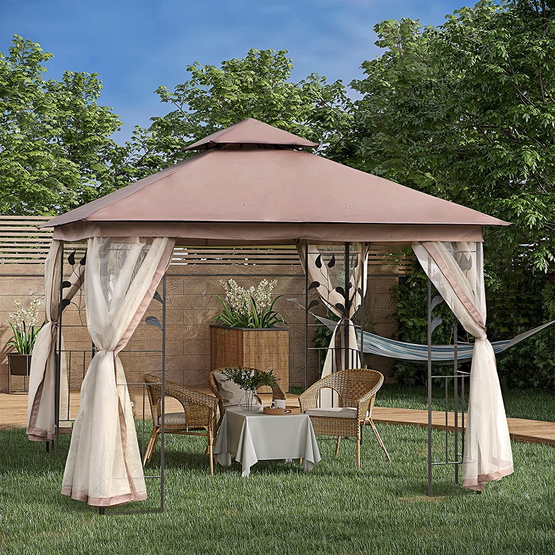 10 \\\\ x 10 \\\\ \'χάλυβα υπαίθρια αίθριο gazebo garden canopy με αφαιρούμενες κουρτίνες ματιών