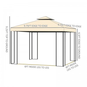 10 \\\\ \'x 10 \\\\\' Metal Outdoor Patio Gazebo Garden Canopy με αφαιρούμενες κουρτίνες ματιών