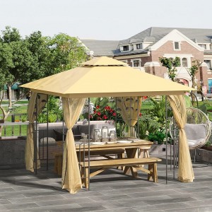 10 \\\\ \'x 10 \\\\\' Metal Outdoor Patio Gazebo Garden Canopy με αφαιρούμενες κουρτίνες ματιών