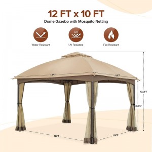 10x · 12 patio dome gazebo w/mosquito δίχτυ, δύο επιπέδων αεριζόμενη κορυφή για γκαζόν κήπου πίσω αυλή