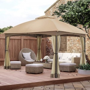 10x · 12 patio dome gazebo w/mosquito δίχτυ, δύο επιπέδων αεριζόμενη κορυφή για γκαζόν κήπου πίσω αυλή