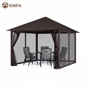 10x · 10ft υπαίθρια αίθριο gazebo θόλο με κουνουπιέρα για γκαζόν, κήπο, αυλή, σοκολάτα