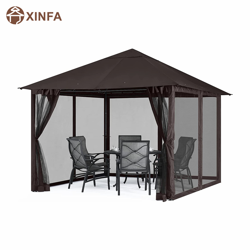 10x · 10ft υπαίθρια αίθριο gazebo θόλο με κουνουπιέρα για γκαζόν, κήπο, αυλή, σοκολάτα