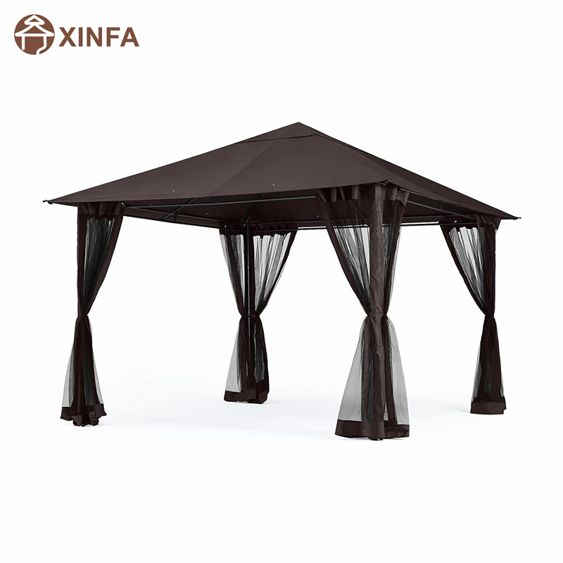 10x · 10ft υπαίθρια αίθριο gazebo θόλο με κουνουπιέρα για γκαζόν, κήπο, αυλή, σοκολάτα