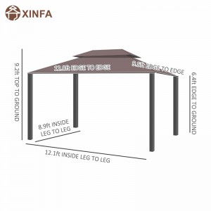 10 \\\\ \'x 13 \\\\\' Patio Gazebo Double Roof Outdoor Gazebo Canopy Shelter με Curtains, Coffe