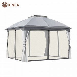 10 \\\\ \'x 12 \\\\\' Εξωτερικό κιόσκι αίθριο Gazebo Canopy Shelter W/double εξαερισμένη οροφή, φερμουάρ με πλευρικά τοιχώματα, γκρι