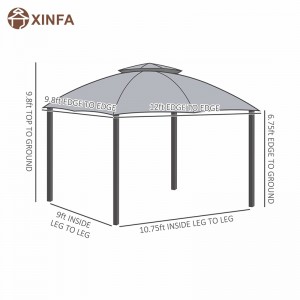 10 \\\\ \'x 12 \\\\\' Εξωτερικό κιόσκι αίθριο Gazebo Canopy Shelter W/double εξαερισμένη οροφή, φερμουάρ με πλευρικά τοιχώματα, γκρι