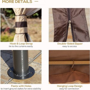 12 \\\\ \'x 10 \\\\\' 2 επιπέδων υπαίθρια σκηνή κουτσομπολιού για αίθριο με πλευρικά τοιχώματα με φερμουάρ με φερμουάρ, μπεζ