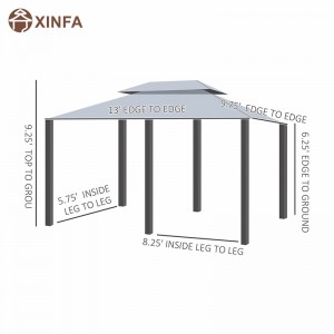 10 \\\\ \'x 13 \\\\\' 2-επιπέδων πλαισίου χάλυβα πλαισίου για patio μαλακό κορυφαίο gazebo εξωτερική πέργκολα με κουρτίνες, φασκόμηλο γκρι