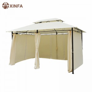 10 \\\\ \'x 13 \\\\\' Outdoor Soft Top Gazebo Pergola με κουρτίνες, Κρέμα λευκό κιόσκι πλαισίου 2 επιπέδων για αίθριο