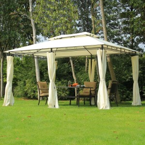 10 \\\\ \'x 13 \\\\\' Outdoor Soft Top Gazebo Pergola με κουρτίνες, Κρέμα λευκό κιόσκι πλαισίου 2 επιπέδων για αίθριο