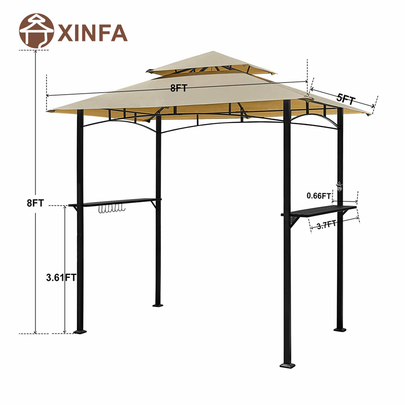 8 \\\\ \'x 5 \\\\\' 2-βαθμίδα θόλο Top Grill Gazebo Outdoor Patio Barbecue Gazebo Shelter με ανθεκτικό χάλυβα πλαίσιο
