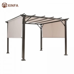 10 \\\\ \'x 10 \\\\\' Outdoor Pergola, Δομή σκιάς επίπλων Patio, Εξωτερική πέργκολα χαλύβδινης πτέρυγας με ανασυρόμενες αποχρώσεις θόλων