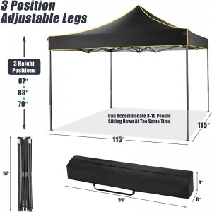 10x · 10 pop up canopy σκηνή εμπορική στιγμιαία στιγμιαία σκηνή αδιάβροχο θόλο για πάρτι κάμπινγκ μαύρο