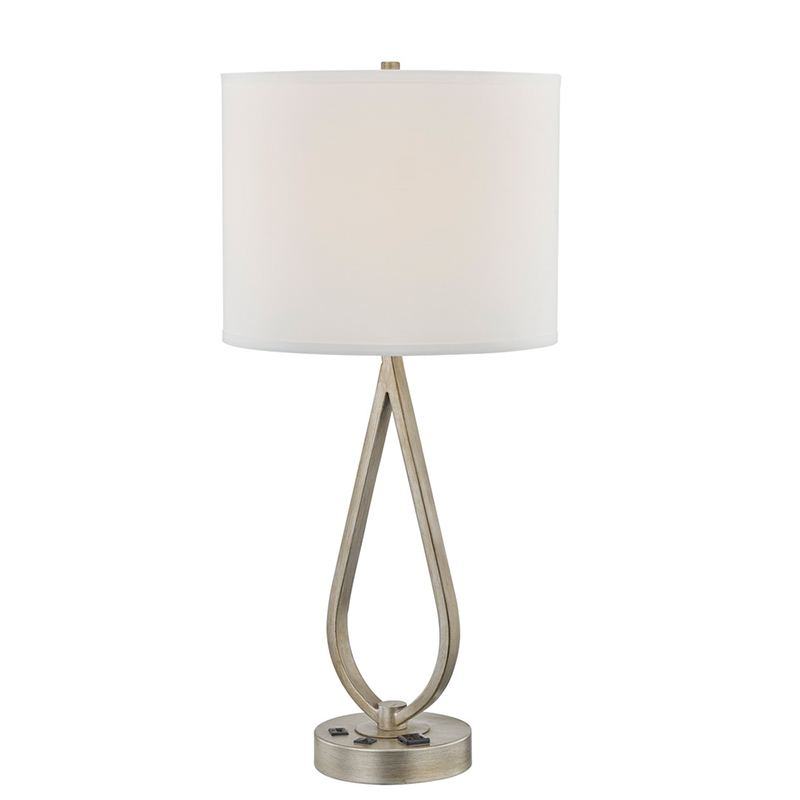 Λάμπα γραφείου ύπνου με παλαιά ασημένιο φινίρισμα, λάμπα γραφείου με μια βολική διέξοδο και θύρα USB