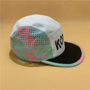 Flat Brim Sports Cap Laser Cut Cap Breathable Rapped Nylon Flat Running Hat Dri-Fit Snapback Cap