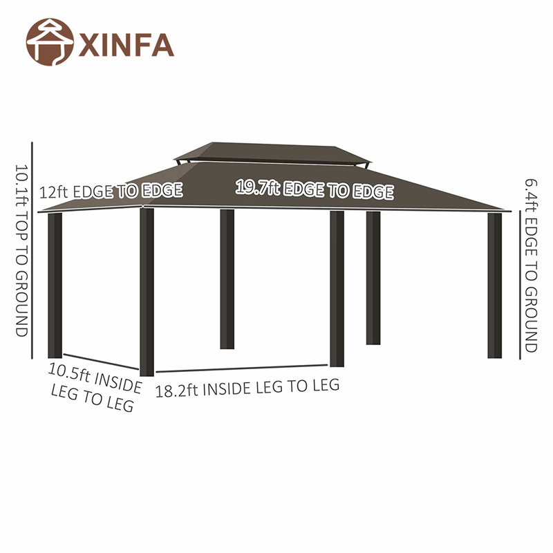 20 \\\\ \'x 12 \\\\\' πλαίσιο αλουμινίου Hardtop Gazebo Canopy με γαλβανισμένο χάλυβα διπλής οροφής