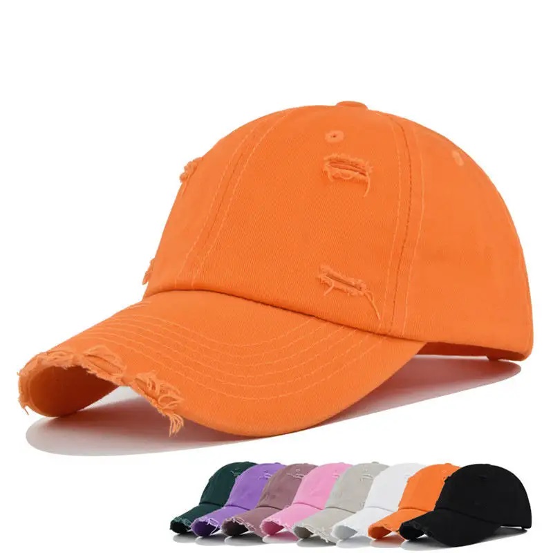 2023 Νέο στυλ πολύχρωμο προσαρμοσμένο λογότυπο βαμβάκι vintage καπέλο μπέιζμπολ Distrested Dad Hat