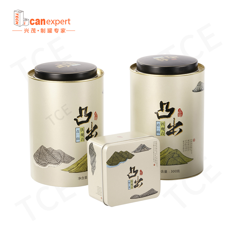 Εργοστασιακό έθιμο ορθογώνιο στρογγυλό μεταλλικό κουτί συσκευασία πολυτελείας τσάι τσάι μπορεί να κασσίτερο δοχείο αποθήκευσης δοχείου αποθήκευσης