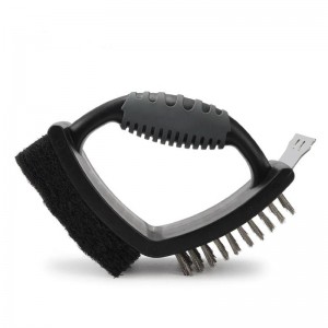 BBQ Brush ανοξείδωτο χάλυβα 3 σε 1 Βούρτσα καθαρισμού σχάρας Dual BBQ Βούρτσα με ξύστρα για BBQ