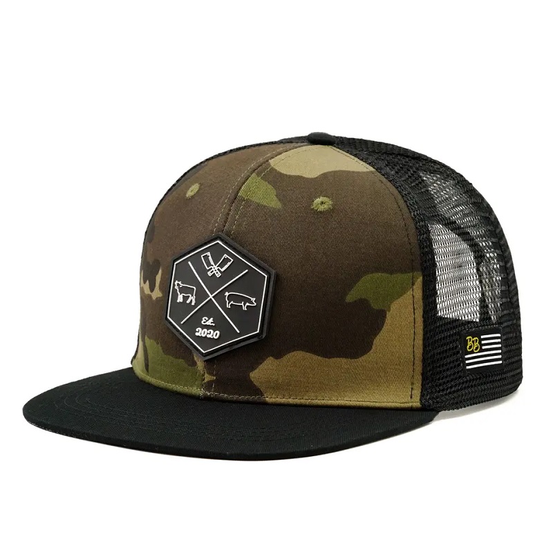 Χονδρική προσαρμοσμένη χιπ χοπί camo snapback πλέγμα κεντημένο λογότυπο patch έθιμο 6 πάνελ επίπεδη καπάκι φορτηγού και καπέλο φορτηγού κ...