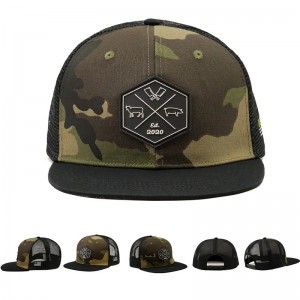 Χονδρική προσαρμοσμένη χιπ χοπί camo snapback πλέγμα κεντημένο λογότυπο patch έθιμο 6 πάνελ επίπεδη καπάκι φορτηγού και καπέλο φορτηγού κ...