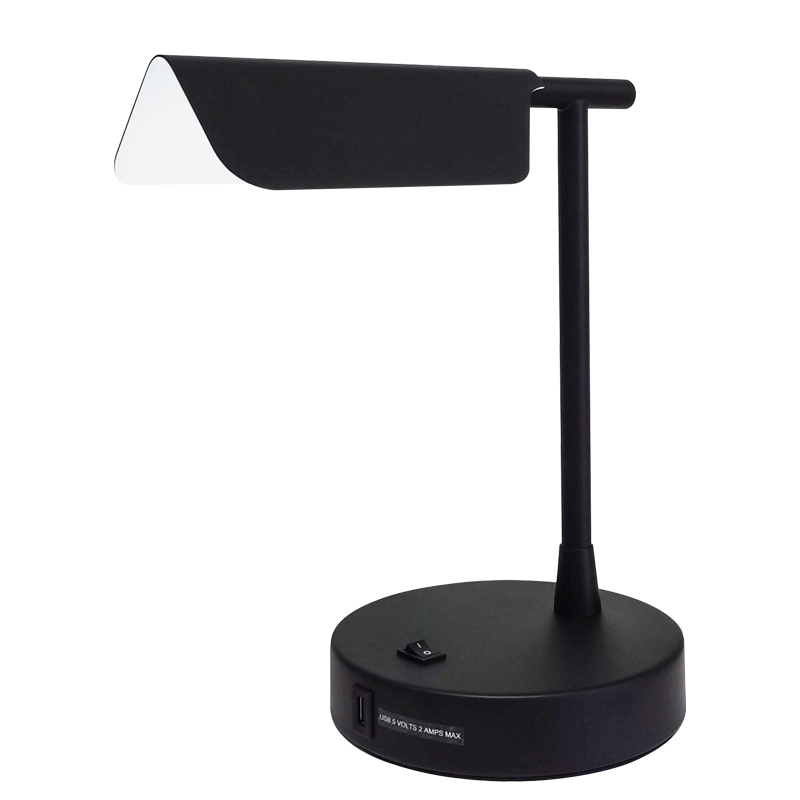 Matte Black Desk Light με ένα/off rocker switch, ένα βολικό κατάστημα και ένα λιμάνι φόρτισης USB στο δωμάτιο του ξενοδοχείου