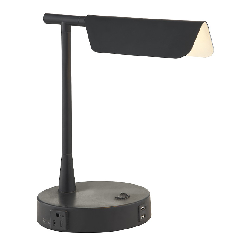 Matte Black Desk Light με ένα/off rocker switch, ένα βολικό κατάστημα και ένα λιμάνι φόρτισης USB στο δωμάτιο του ξενοδοχείου