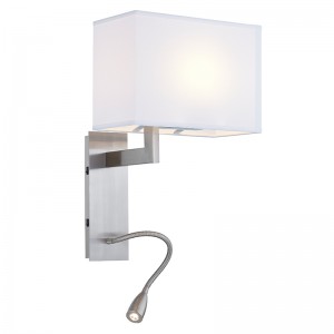 Hospitality Hotel Wall Sconce με φινίρισμα νικελίου και ορθογώνιο ύφασμα στο Hotel Typical Room