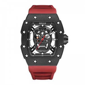 Baogela Skull Tonneau Watch Top Brand Quartz Ανοξείδωτο χάλυβα ρολόγια αδιάβροχο Creative Clock Silicone Strap Wats Rose Rose 4141