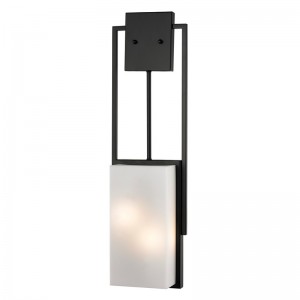 Hospitality Hotel Wall Sconce με ματ μαύρο φινίρισμα και ορθογώνια ακρυλική σκιά στο ξενοδοχείο τυπικό διάδρομο