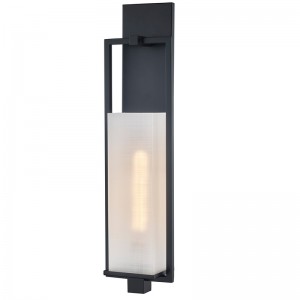 Hospitality Hotel Wall Sconce με ματ μαύρο φινίρισμα και ορθογώνια λινά μοτίβο ακρυλική σκιά στο ξενοδοχείο τυπικό διάδρομο