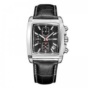 Baogela ορθογώνιο dial δερμάτινο λουρί ρολόι για τους άνδρες casual μπλε χρονογράφου χαλαζία ρολόγια man wristwatch montre reloj ч ad ч ч м ч ч ч ч ч ч ч