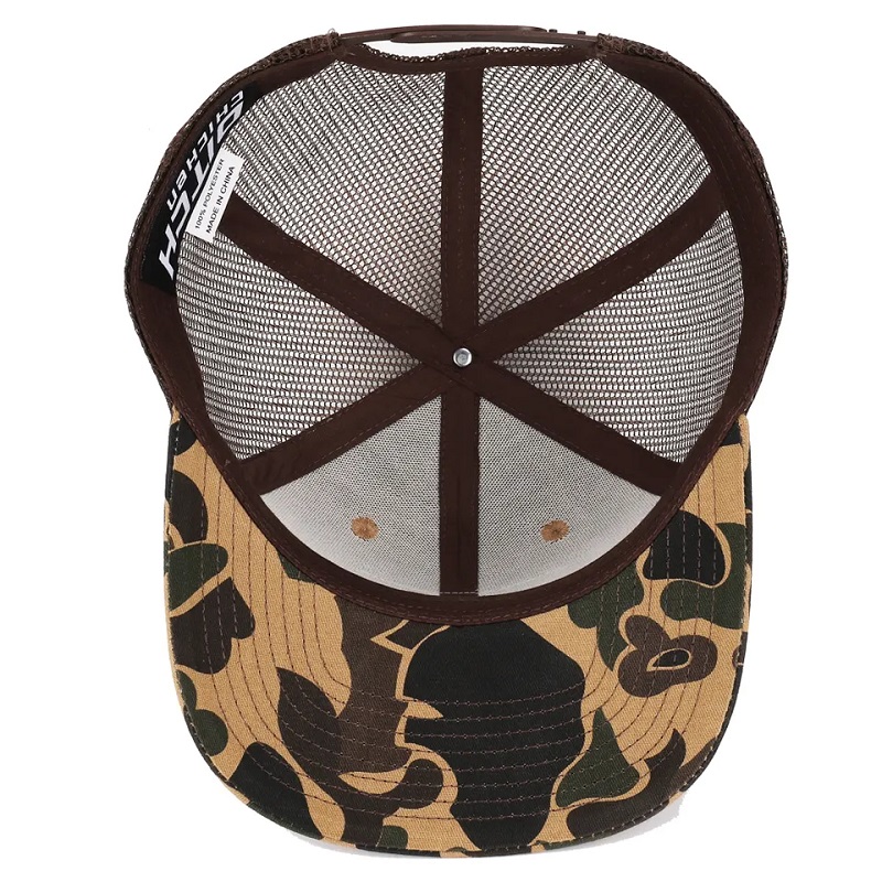 Προσαρμοσμένη πάπια καφέ camo snapback πλέγμα λογότυπο patch 6 πίνακα Richardson 112 φορτηγό καπέλο καπέλο καπέλο