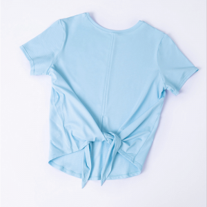 Elastic Split O Neck Yoga T-shirts