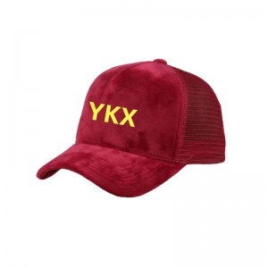 Εργοστάσιο Custom 5 Panel Velvet Mesh Trucker Cap 3D Κέντο Κέντρου Σουή