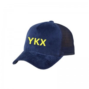 Εργοστάσιο Custom 5 Panel Velvet Mesh Trucker Cap 3D Κέντο Κέντρου Σουή