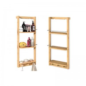 Προσαρμοσμένος σχεδιασμός μπαμπού ράφι αποθήκευσης μπάνιου